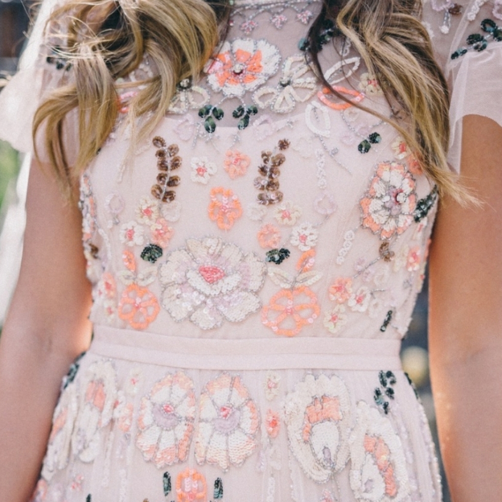 Needle & thread blush beaded dress Uk6, US 2